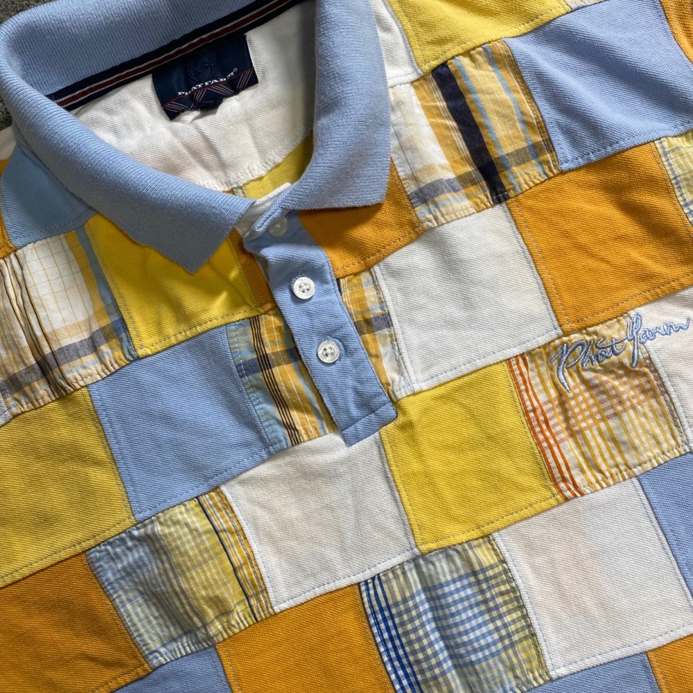 Phat Farm Patchwork Polo Shirt Mens 2XL Y2K Vintage Preppy Baggy 90s Rare